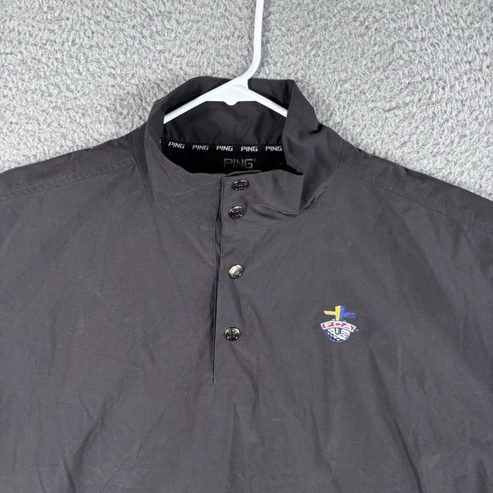 Ping Golf Windbreaker Mens M Pullover Rain Jacket Short Sleeve Snap *FCA Logo* - Picture 2 of 7